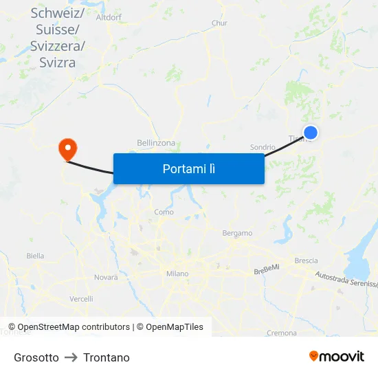 Grosotto to Trontano map