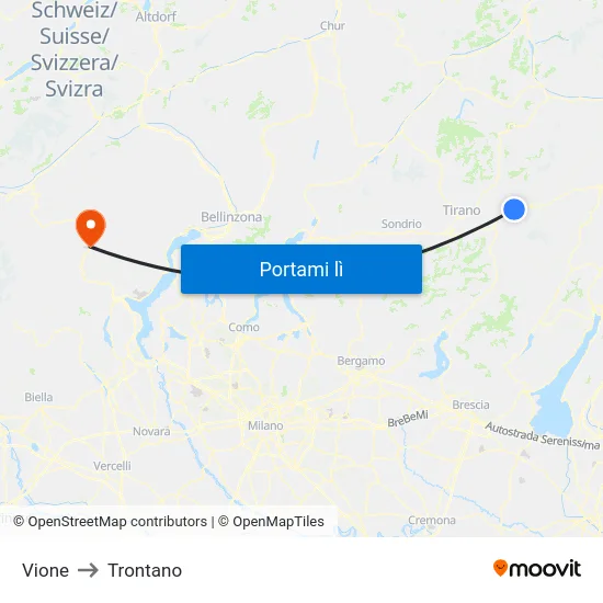 Vione to Trontano map