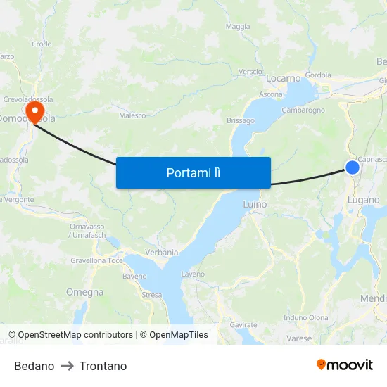 Bedano to Trontano map