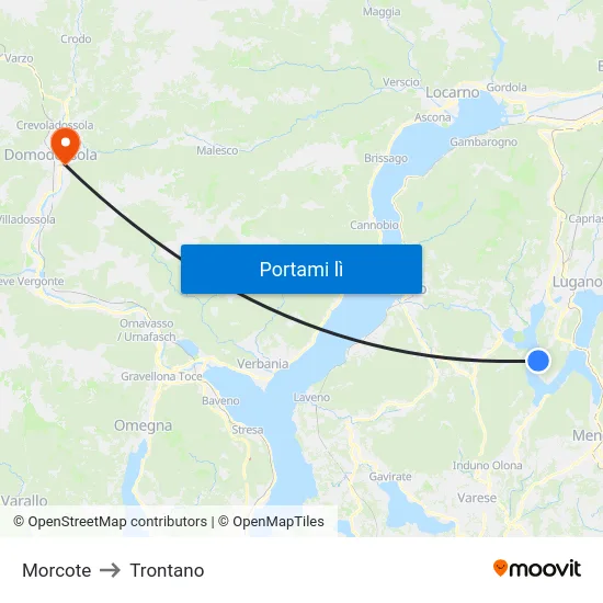 Morcote to Trontano map