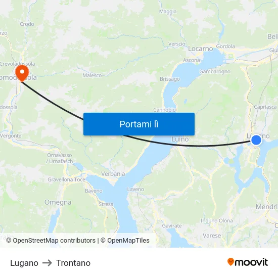 Lugano to Trontano map