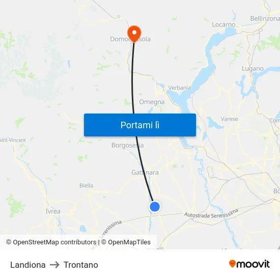 Landiona to Trontano map