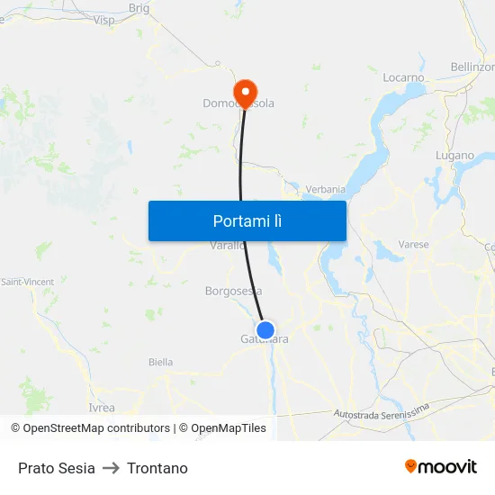 Prato Sesia to Trontano map
