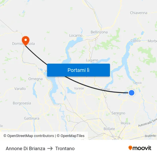 Annone Di Brianza to Trontano map