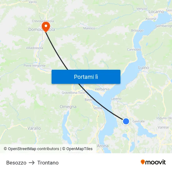 Besozzo to Trontano map