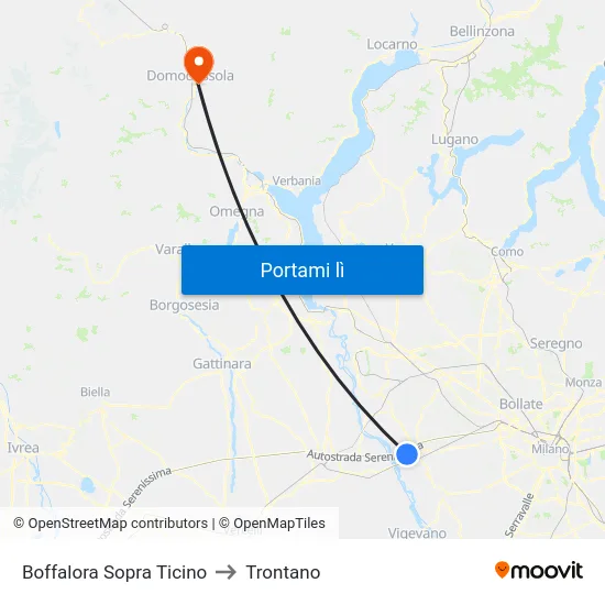 Boffalora Sopra Ticino to Trontano map