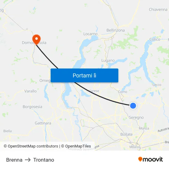 Brenna to Trontano map
