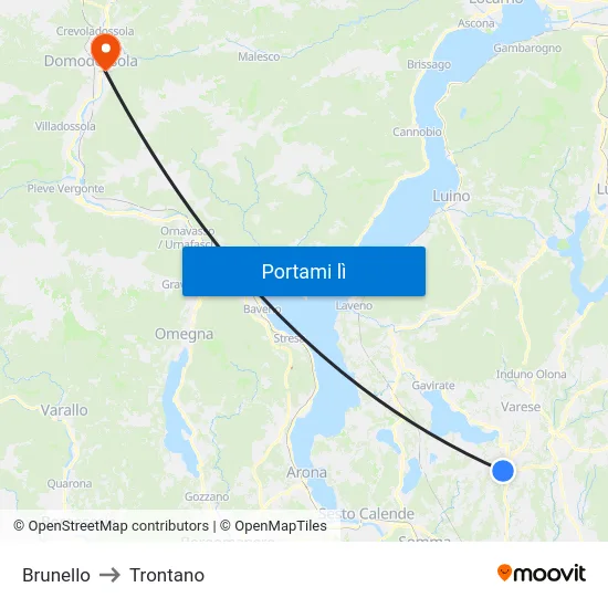 Brunello to Trontano map