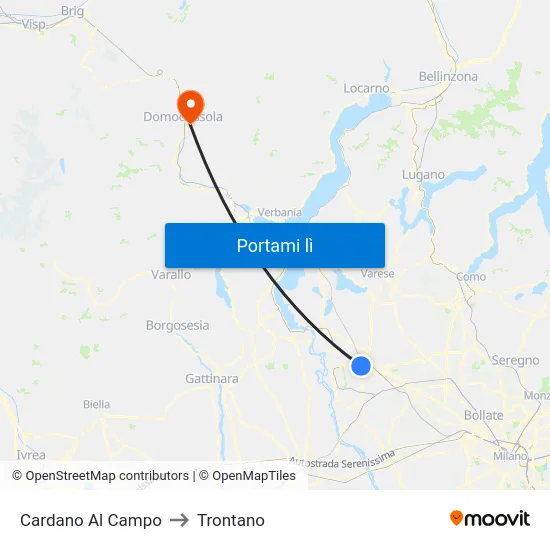 Cardano Al Campo to Trontano map