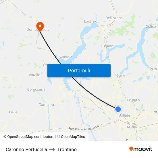 Caronno Pertusella to Trontano map