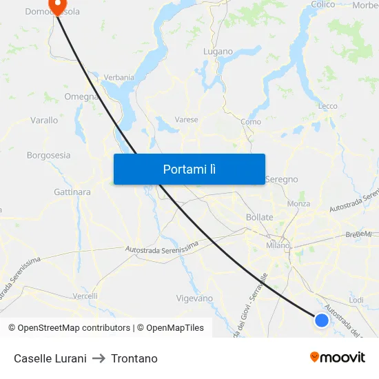 Caselle Lurani to Trontano map