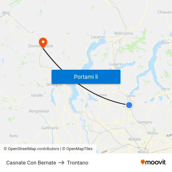 Casnate Con Bernate to Trontano map