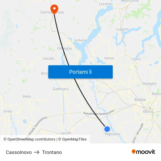 Cassolnovo to Trontano map