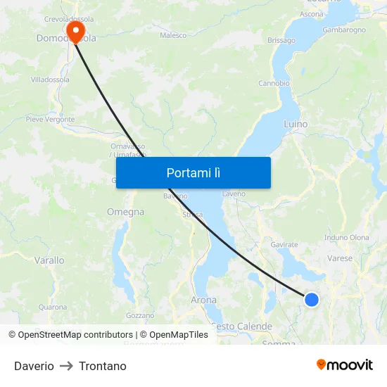 Daverio to Trontano map