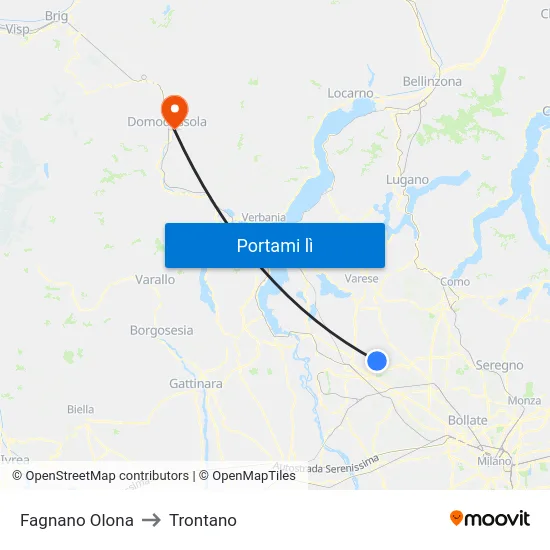 Fagnano Olona to Trontano map