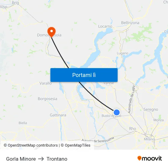 Gorla Minore to Trontano map