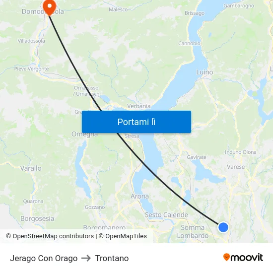 Jerago Con Orago to Trontano map