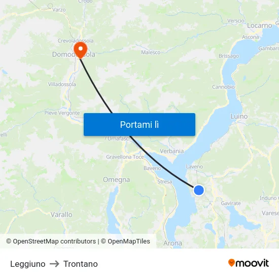 Leggiuno to Trontano map