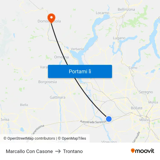 Marcallo Con Casone to Trontano map