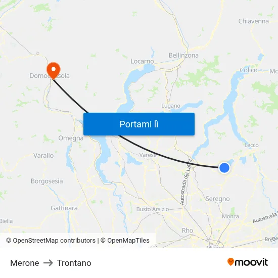 Merone to Trontano map
