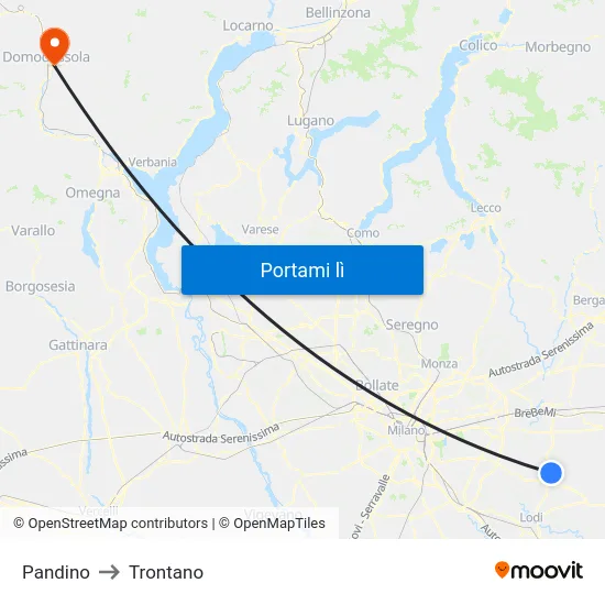 Pandino to Trontano map