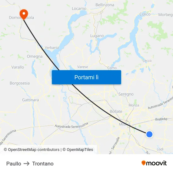 Paullo to Trontano map