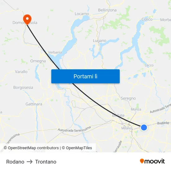 Rodano to Trontano map