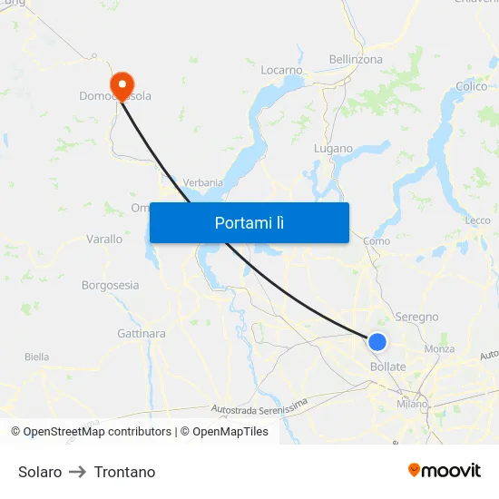 Solaro to Trontano map