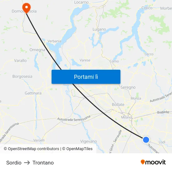 Sordio to Trontano map