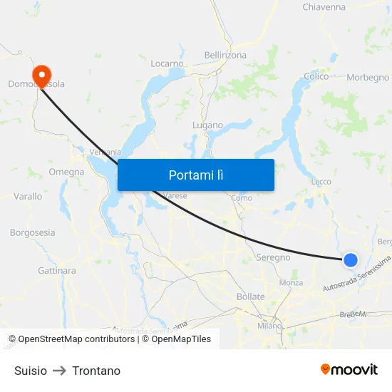 Suisio to Trontano map