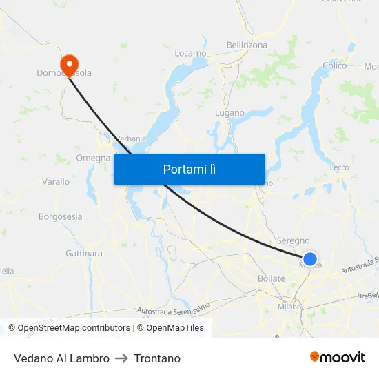 Vedano Al Lambro to Trontano map
