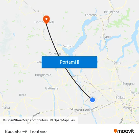 Buscate to Trontano map