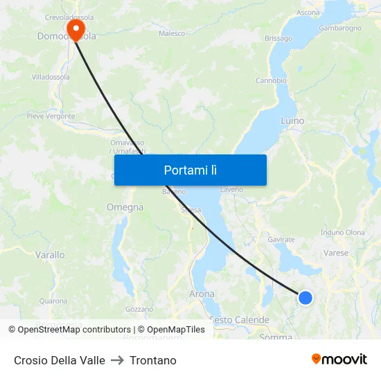 Crosio Della Valle to Trontano map