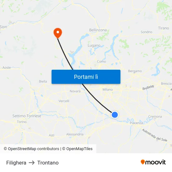 Filighera to Trontano map