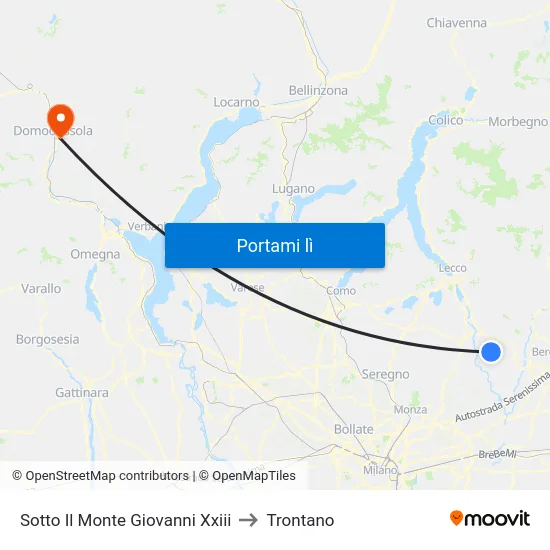 Sotto Il Monte Giovanni Xxiii to Trontano map