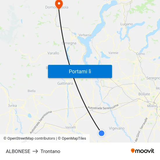 ALBONESE to Trontano map