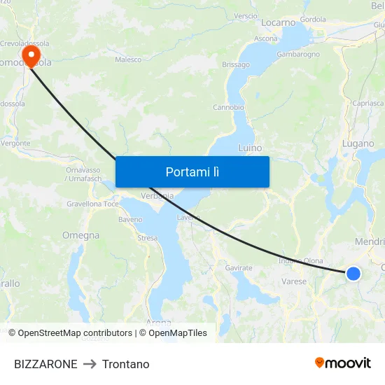 BIZZARONE to Trontano map