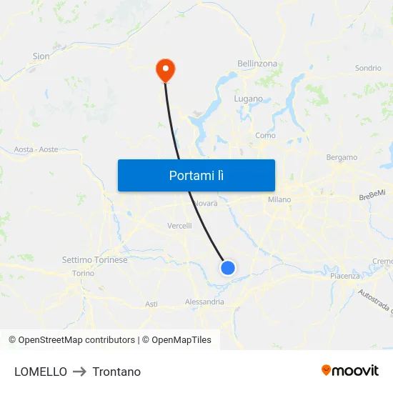 LOMELLO to Trontano map