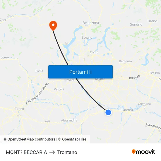 MONT? BECCARIA to Trontano map