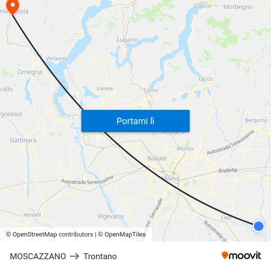 MOSCAZZANO to Trontano map