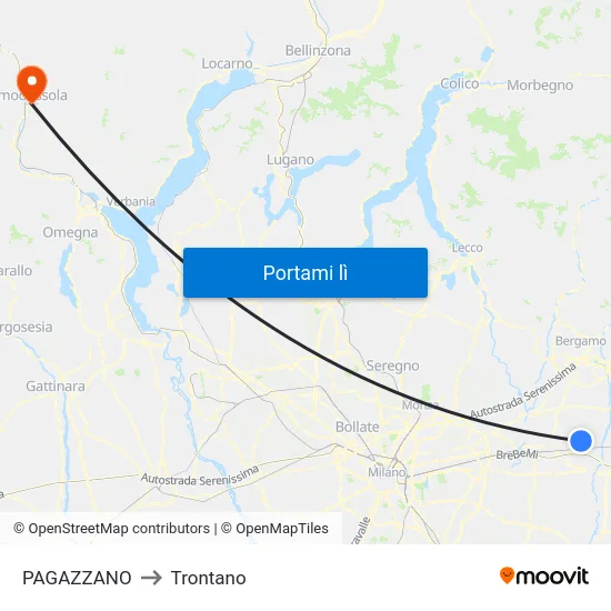 PAGAZZANO to Trontano map