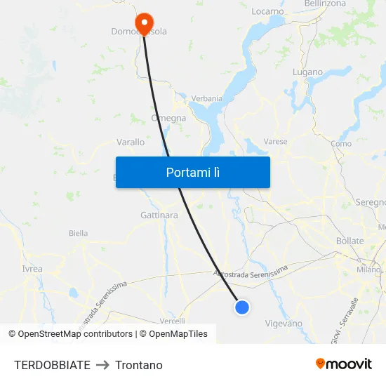 TERDOBBIATE to Trontano map
