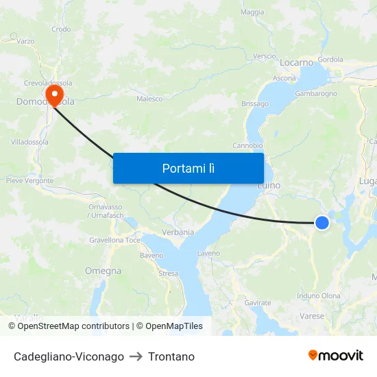 Cadegliano-Viconago to Trontano map