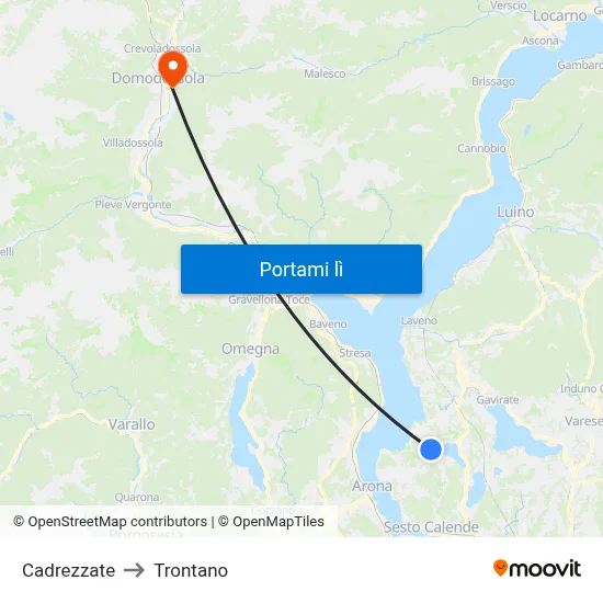 Cadrezzate to Trontano map