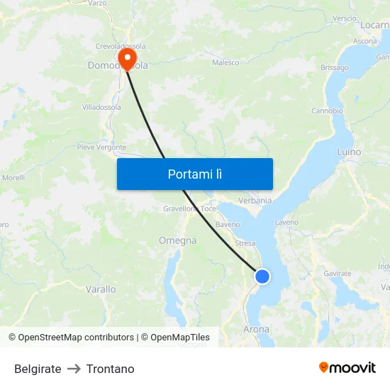 Belgirate to Trontano map