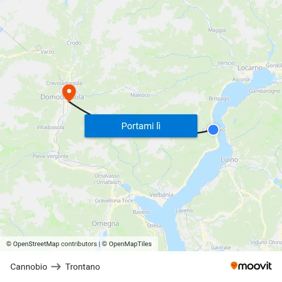 Cannobio to Trontano map