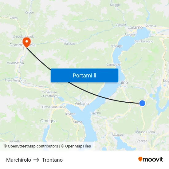 Marchirolo to Trontano map