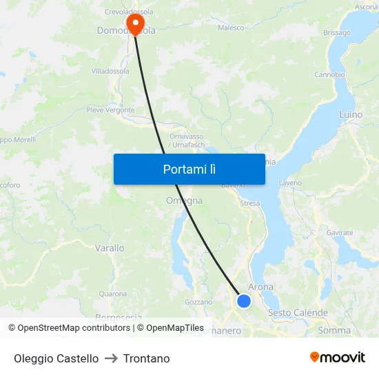 Oleggio Castello to Trontano map