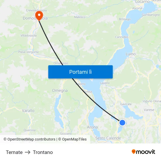 Ternate to Trontano map