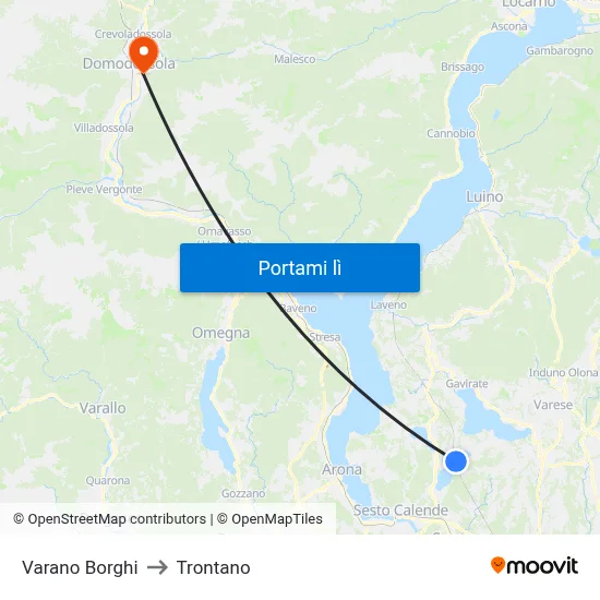 Varano Borghi to Trontano map